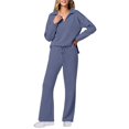 thumbnail image 3 of Conjuntos de Dos Piezas para Mujer, Moda de Otoño 2025, Pantalones Anchos, Conjunto de Estar por Casa, para Viajes y Vacaciones. Azul Gris L, 3 of 8