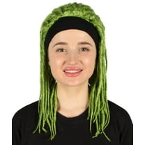 HPO Adult Women's Deluxe Green Dreadlock Wig – Synthetic Costume Hair for Halloween & Cosplay