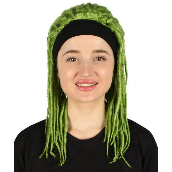 HPO Adult Women's Deluxe Green Dreadlock Wig – Synthetic Costume Hair for Halloween & Cosplay