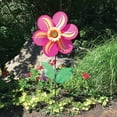 thumbnail image 3 of In the Breeze 2694 - 19 Inch Pink Sunflower Wind Spinner with Leaves - Colorful Flower for your Yard and Garden, 3 of 5