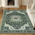 thumbnail image 6 of WANLISELL 5'x7' Area Rugs for Living Room, Boho Washable Rug Non-Slip Vintage Soft Bedroom Rug, Non-Shedding Distressed Farmhouse Dining Room Rugs, Dark Green, 6 of 13