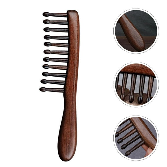 OUNONA Wooden Wide Tooth Comb for Curly Hair Detangler and Scalp Massage with Natural Wood Multi Color