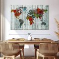 thumbnail image 3 of Elephant Stock Artisanal World Map Wall Art - Horizontal Multi Panel Canvas - Living Room Wall Decor - Map Multi Panel - Red And Green Decor - 65" x 42", 3 of 8