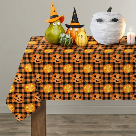 

Halloween Tablecloth Halloween Table Cloth with Pumpkin Spider Web Bat Tablecloth Waterproof Wrinkle Free Rectangle Tablecloth Polyester Fabric Table Cover for Halloween Party Decoration Black