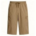 thumbnail image 5 of Women's Summer Casual Shorts, Mid Waist Knee Length with Pockets, Solid Color Soft Cotton Shorts, Daily Fashion Lounge Shorts, Womens Casual | TruHer,Khaki 3XL, 5 of 7