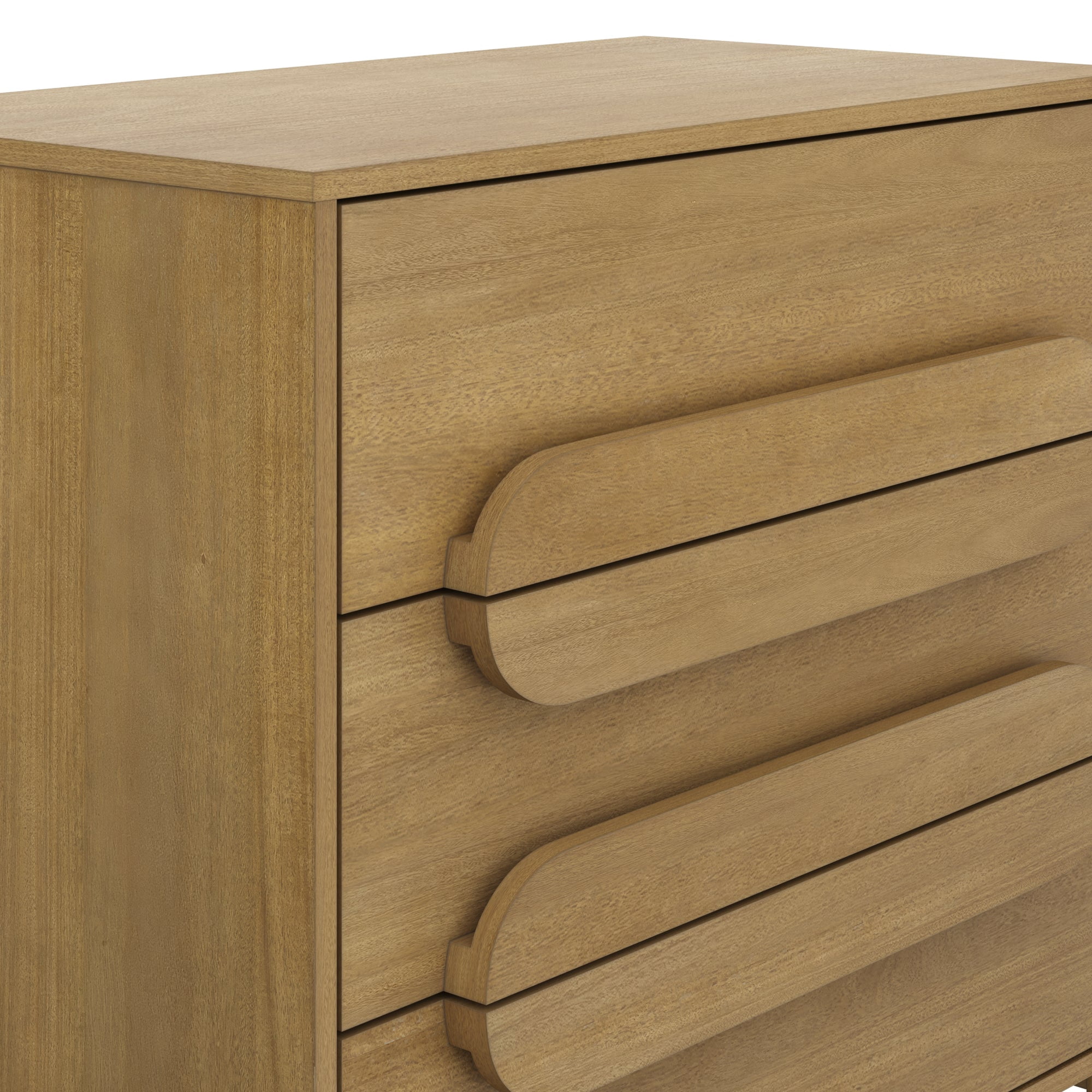 Nathan James Novi Organic Modern 3 Drawer Wood Dresser, Rustic Wooden Dresser for Bedroom with Integrated Handles, Light Brown