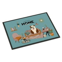 Brindle White English Bulldog Sweet Home Indoor or Outdoor Mat 18x27 CK7966MAT