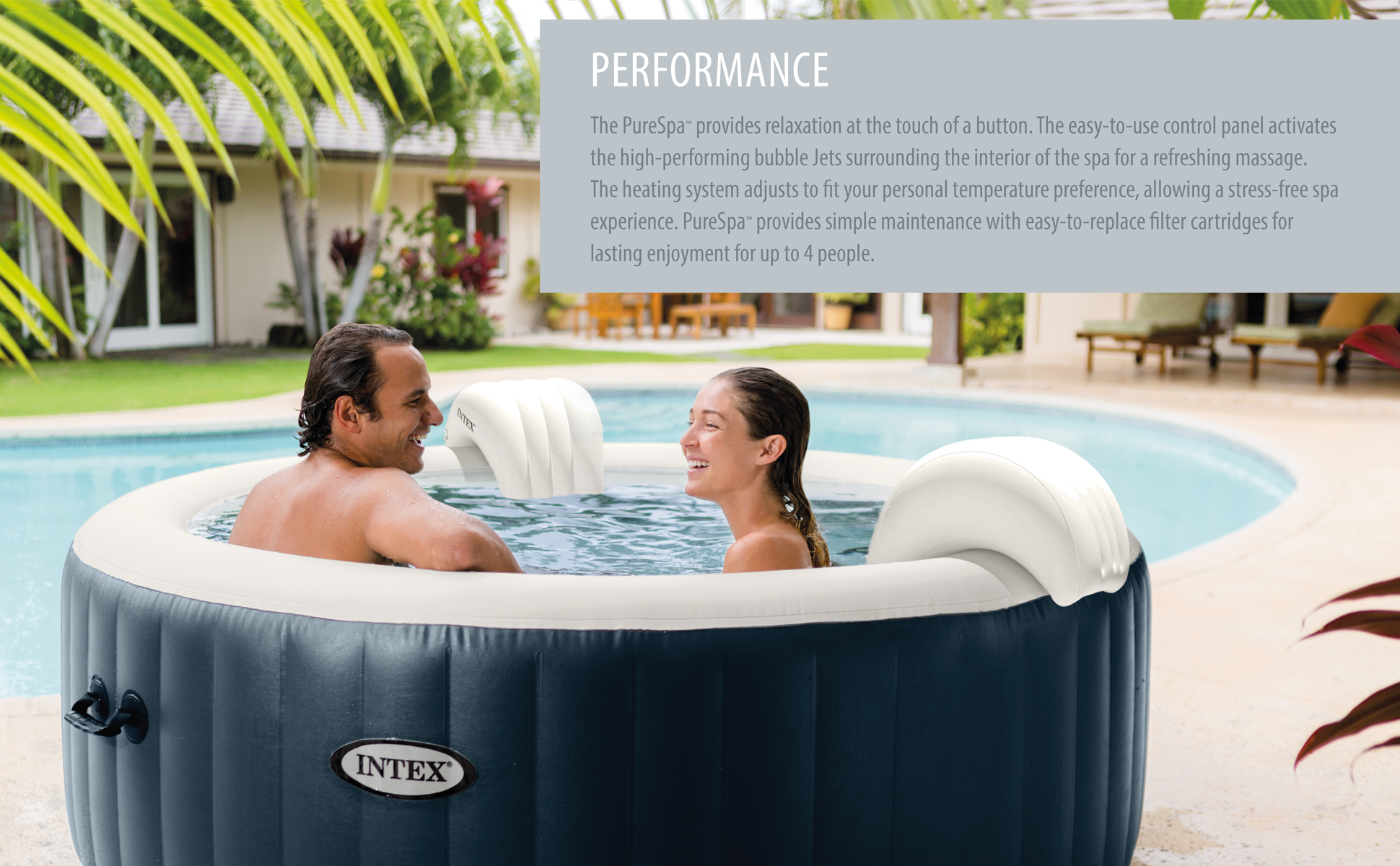 Intex PureSpa Plus 6 Person Inflatable Hot Tub Bubble Jet Spa w/ 2 Seats, Navy - image 3 of 12