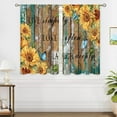 thumbnail image 4 of Teal Wooden Farmhouse Sunflower Small Kitchen Curtains Rustic Flower Treatment Country Inspirational Cafe Short Window Curtains for Bathroom Dining Room Tier Treatment Drapes 27.5x39 inch, 4 of 6