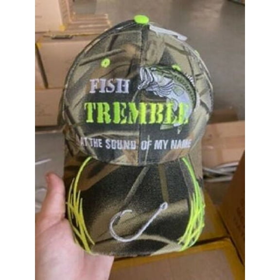 Fish Tremble At The Sound Of My Name Camouflage HOOK Embroidered Cap Hat