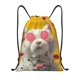 thumbnail image 1 of Fotbe Floral Sunglasses Cat Art Bolsa Mochila con Cordón Estampada, Bolsa de Gimnasio Deportiva, Bolsa Cinch, Bolsa con Cordón para Hombres y Mujeres-Medium, 1 of 6
