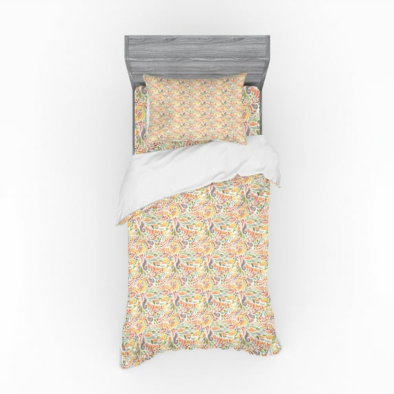 Ambesonne Abstract Bedding Set 3 Pcs, Tangled Colorful Design, Twin, Multicolor