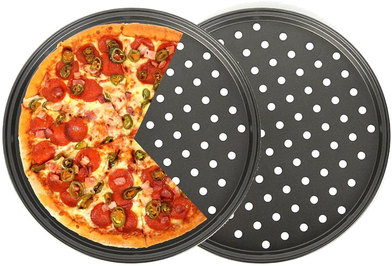 EIMELI Pizza Pans With Holes 11 Inch Pizza Pan Dishwasher Safe Perfect  Results Premium Non-Stick Bakeware Pizza Crisper Pans (1 set)