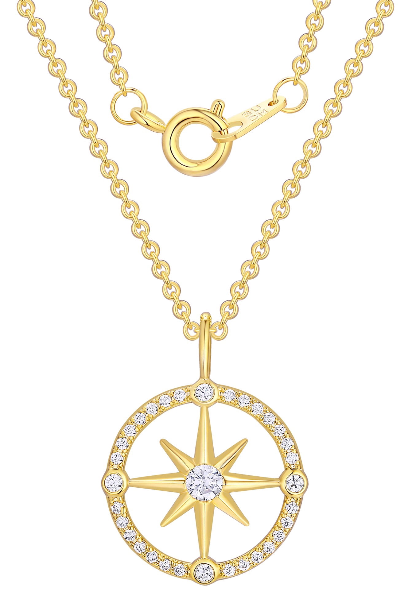 14KT Gold Flash Plated Double Necklace Set with Simulated Diamonds Adult