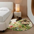 thumbnail image 2 of Small Round Rug 3Ft Washable Non-Slip, Spring Floral Circle Area Rugs for Living Room Bedroom, Birds Cabin Daisy Watercolor Botanical Farmhouse Indoor Floor Mats Carpet Runner for Home Decor, 2 of 8