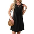 thumbnail image 6 of Wiyuqeen Summer Dresses for Women Sleeveless Crew Neck Lace Dresses Casual Pleated Midi Tank Dresses Solid Casual Loose Sundresses, 6 of 9