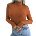 thumbnail image 2 of Itsame Knitted Sweater Women Long Sleeves Sweatershirt Crew Neck Solid Color Sweatshirts Orange Size M, 2 of 5