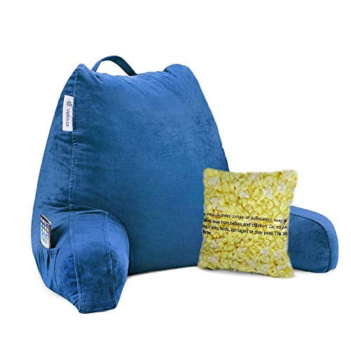 Vekkia Reading & Bed Rest Pillow with Support Arms, Pockets, Memory