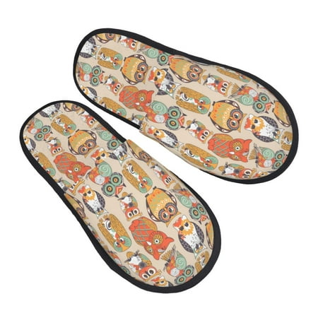 

Kdxio Colorful Owls Pattern Slippers for Women Memory Foam Fuzzy House Slippers Bedroom Non-slip Warm Womens Slippers