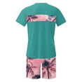 thumbnail image 4 of UVEASISHA Short Sets for Men 2 Piece Outfits Hawaiian Beach Set Tropical Short Sleeve T Shirt and Shorts Green XXXXL, 4 of 5