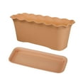 thumbnail image 4 of Clearance! Haidf Rectangular Planter, Plastic Wavy Ruffled Edge Long Planter Box with Tray, Planters for Indoor Outdoor Plants Flowers, Deck Railing Planter Boxes, Flower Pots, Plant Pots, 12", Brown, 4 of 5