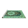 thumbnail image 2 of Ahgly Company Machine Washable Indoor Round Abstract Turquoise Blue Modern Area Rugs, 6' Round, 2 of 4