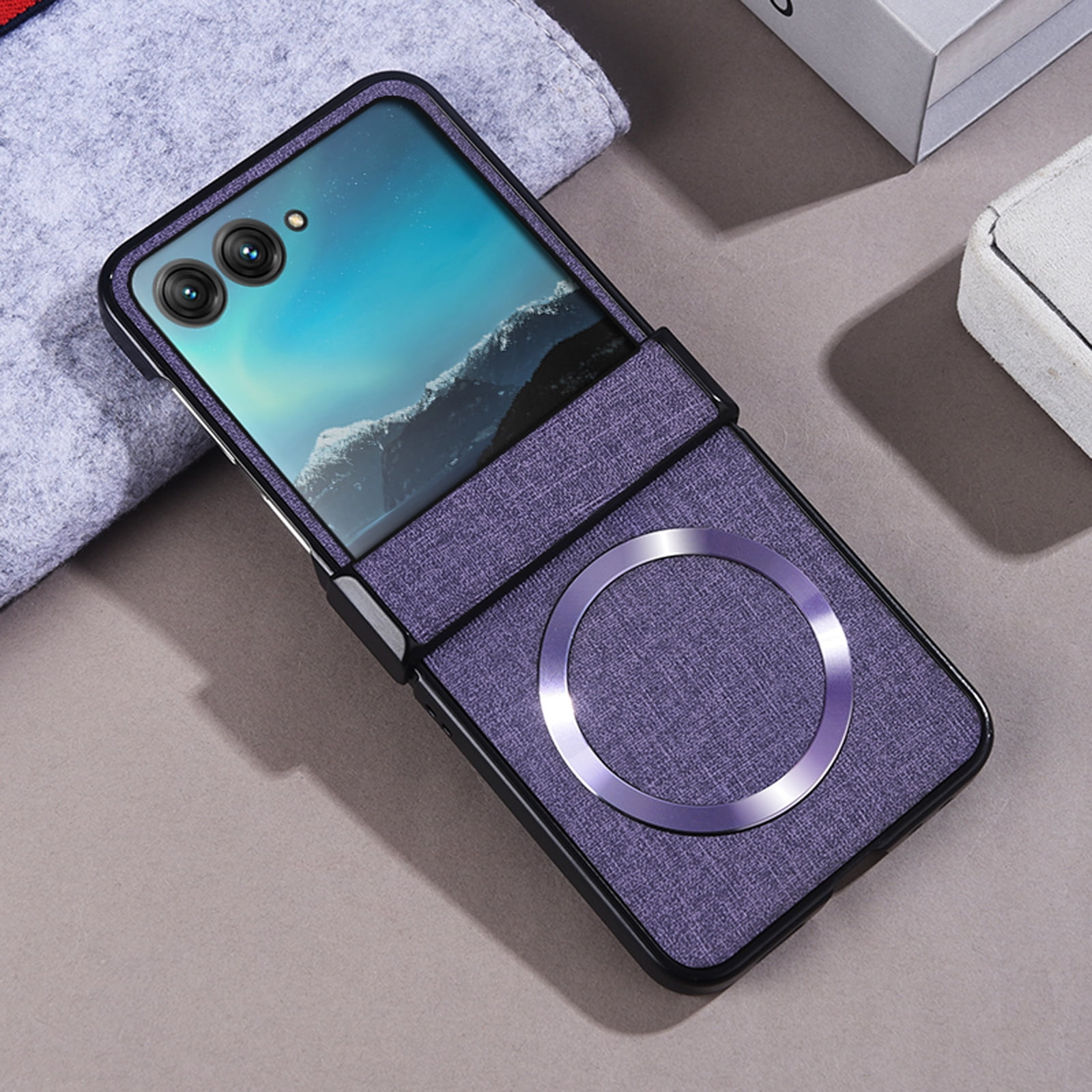 Feishell for Motorola Razr 2025 Case, Compatible with MagSafe Shockproof Protection Hinge Protection Matte Magnetic Anti-Scratch Phone Case for Motorola Razr 2025, Purple