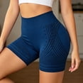 thumbnail image 3 of High Waist Seamless Yoga Shorts Lifting Compression Control Workout Running Gym Training Athletic Firming ActivewearBlueL, 3 of 5