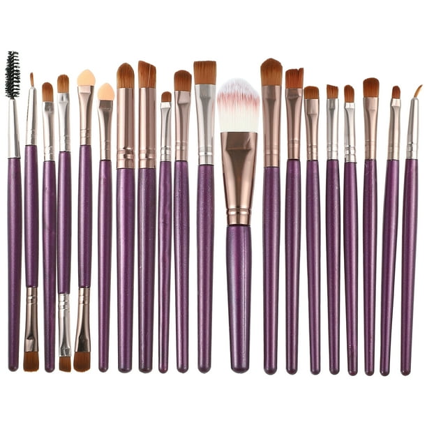 1 juego de brochas de maquillaje de viaje, brocha para sombra de ojos, brocha para colorete corrector de contorno de base, fibra sintética, púrpura