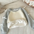 thumbnail image 2 of Hjtefg Girls Lined Hoodie, Long Sleeve Pullover Sweatshirt with Bow Detail, Soft Blend Comfortable Top for Kids, Casual Wear with Raglan Sleeves,Color: Grey Size: 5-6 Years, 2 of 9