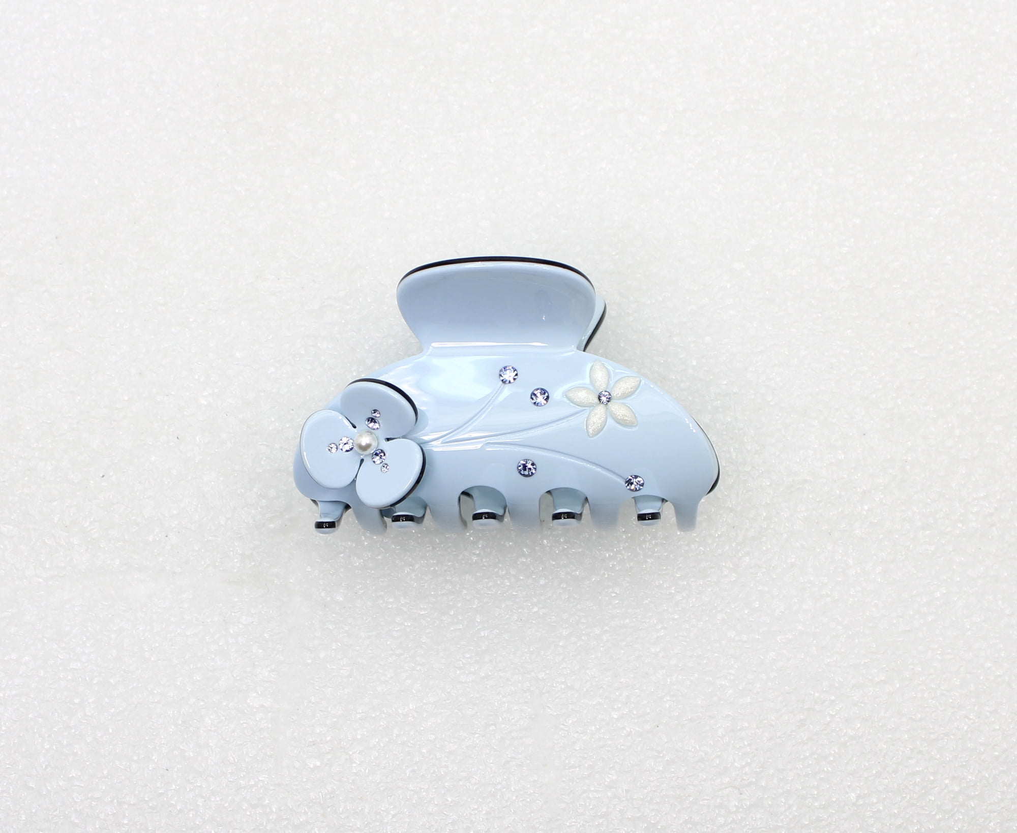 Faship Light Blue Cellulose Acetate Floral Art Deco Hair Claw Clips