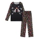 thumbnail image 2 of Inspire Chic Conjunto de Pijamas a Juego para la Familia con Estampado de Ciervo de Navidad, Camiseta de Manga Larga y Pantalones [Hombres] 2XL Negro, 2 of 5