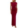 thumbnail image 1 of Vestido largo PRETTYGARDEN 2025 con un solo hombro para mujer, color rojo vino, 1 of 9