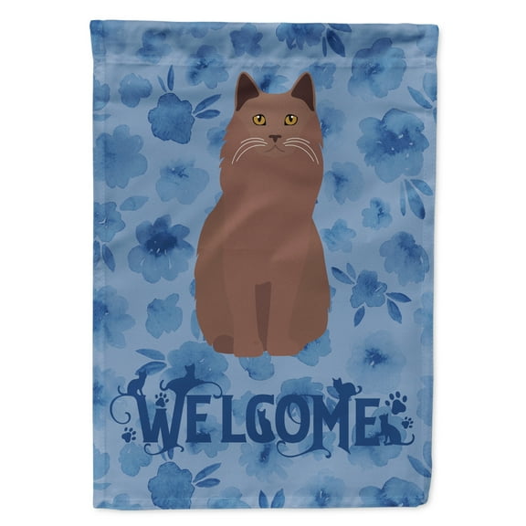 Carolines Treasures CK5076CHF York Chocolate Cat Welcome Flag Canvas House Size Large multicolor