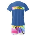 thumbnail image 4 of Wyobmus Workout Short Set for Men Slim Fit 2 Piece Tracksuit Summer Beach Shorts Outfits Short Sleeve Hawaiian Printed Sport Suits A-Blue, 4 of 5