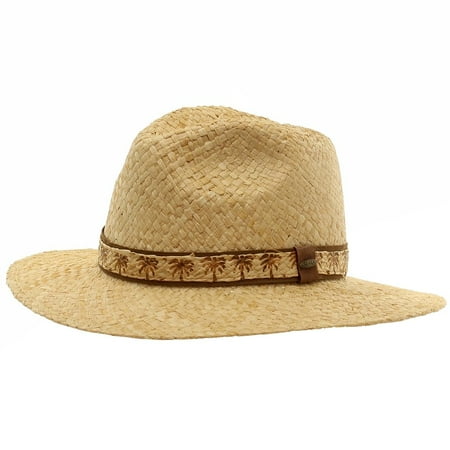 Scala Raffia - Scala Men's Natural Raffia With Palm Tree Trim Safari Hat Sz: XL