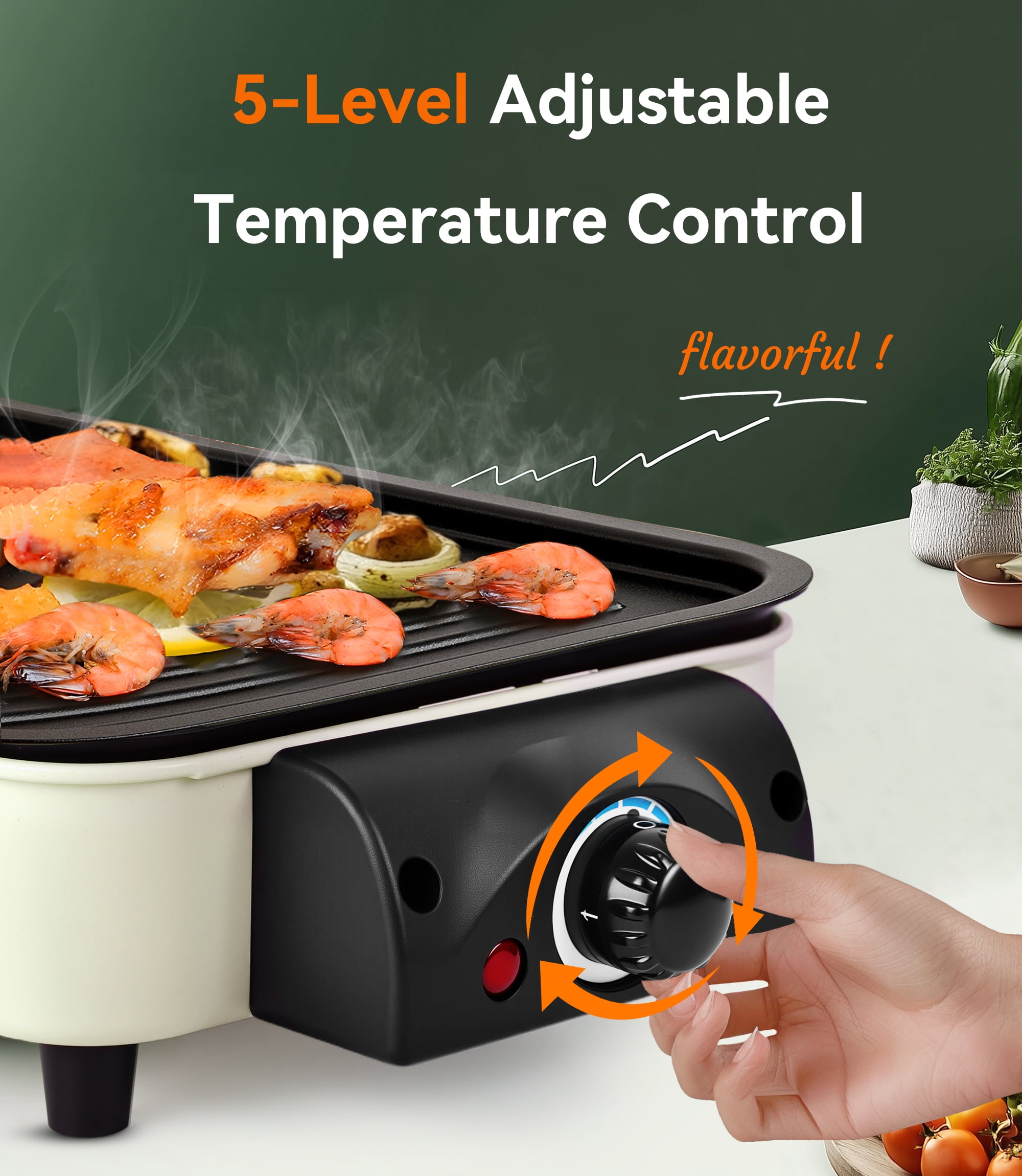 Casualife Electric Griddle, 2 in 1 Indoor Smokeless Grill with Removable Non Stick Plate, 1500W, 5 Temp Settings