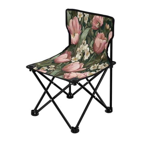 Outdoor Folding Chair 14.46x14.46x22.83 Inches, Camping Folding Chair Easy to Carry Ideal for Outdoor Picnics Camping Park Fishing Pink Tulips Beautiful
