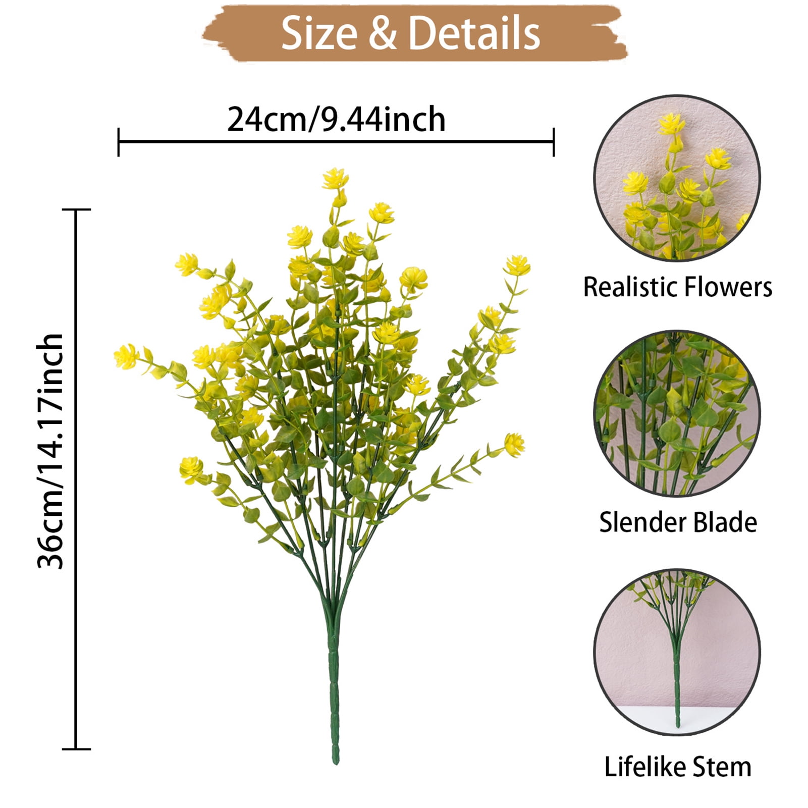 OIUR 2 Pcs Outdoor Artificial Flowers Realistic UV Resistant Faux Plants Fake Flowers with Bendable Stems for Hanging Planter Porch Home Wedding Decor
