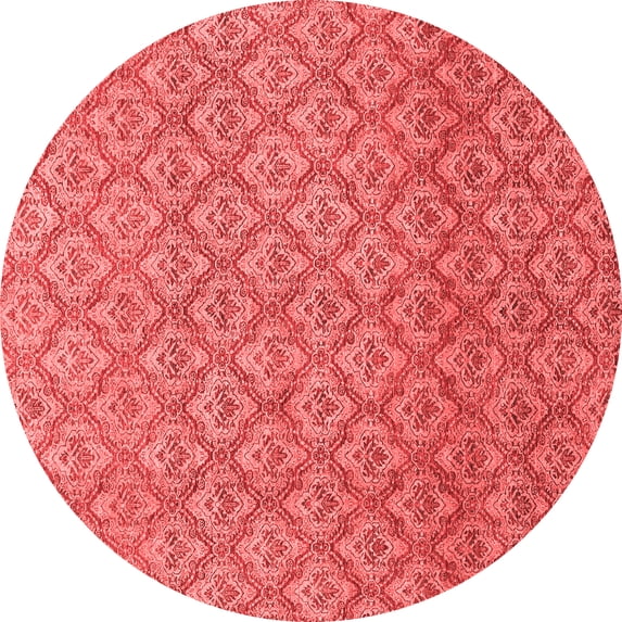 Ahgly Company Machine Washable Indoor Round Abstract Red Modern Area Rugs, 6' Round