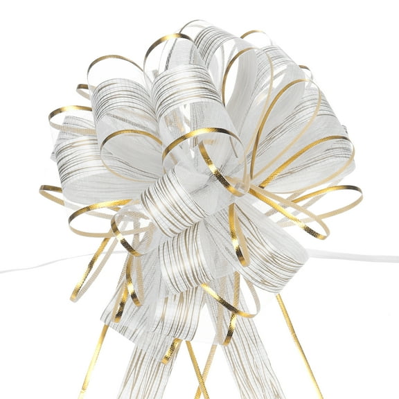 20pcs 8 Inch Large Pull Bow Gift Wrapping Bows Ribbon Organza White for Wedding Presents Christmas Party