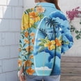 thumbnail image 6 of Minjewel Women's Tropical Print Button Up Shirt Long Sleeve Casual Top with Collar Hawaiian Style Blouse for Summer Beach Party and Everyday Fashion,Blue,L, 6 of 6