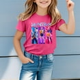 thumbnail image 2 of FYEGRE K_P_O_P Haut à Manches Courtes Ludique pour Petite Fille T-Shirt à Manches Courtes Col Rond Décontracté Doux Confortable pour Usage Quotidien pour Tout-Petit et Adolescent Rose Vif 90, 2 of 4