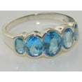 thumbnail image 5 of LBG British Made 10k White GoldWomens Ring Natural Blue Topaz Band Ring - 33 size options - Size 7.5, 5 of 6