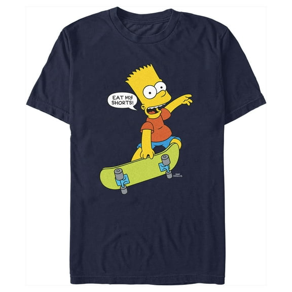 Men's The Simpsons Bart Eat My Shorts Graphic Tee Navy Blue 3X Large