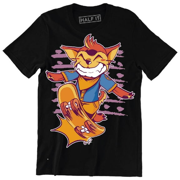 Funny Happy Cute Animal Fox Playing Skateboarding Men's T-Shirt