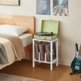 thumbnail image 6 of 2-Tier Bamboo Record Player Stand with Vinyl Record Storage up to 100 Albums, Boho Bedroom Record Holder and Multi-Functional End Table for Living Room, Natural, 6 of 8