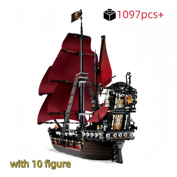 Ship Building Block Model Pirates Black Pearl And Queen Anne Assemble Bricks Toy Kids Gifts Fit Set