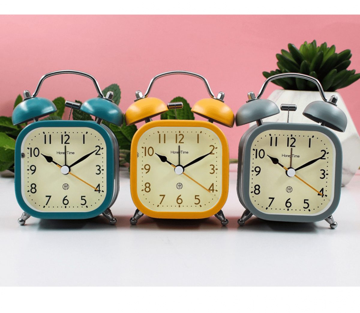3 Inch Square Cute Metal Luminous Clock Alarm Silent