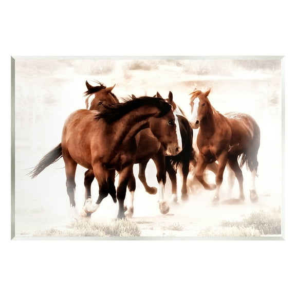 Stupell Industries Trotting Brown Horses Animals & Insects Photography Unframed Art Print Wall Art, 15 x 10